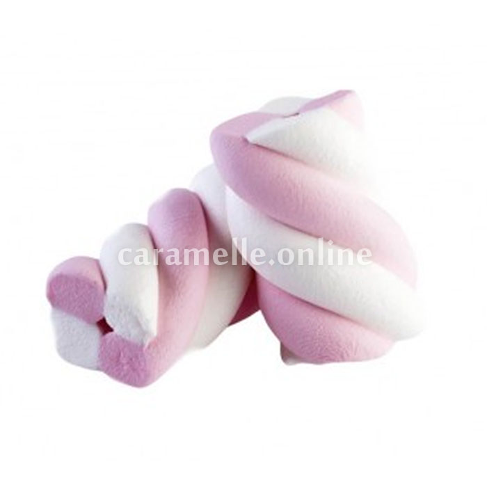 Marshmallows treccia bianco rosa kg 1 - Caramelle online